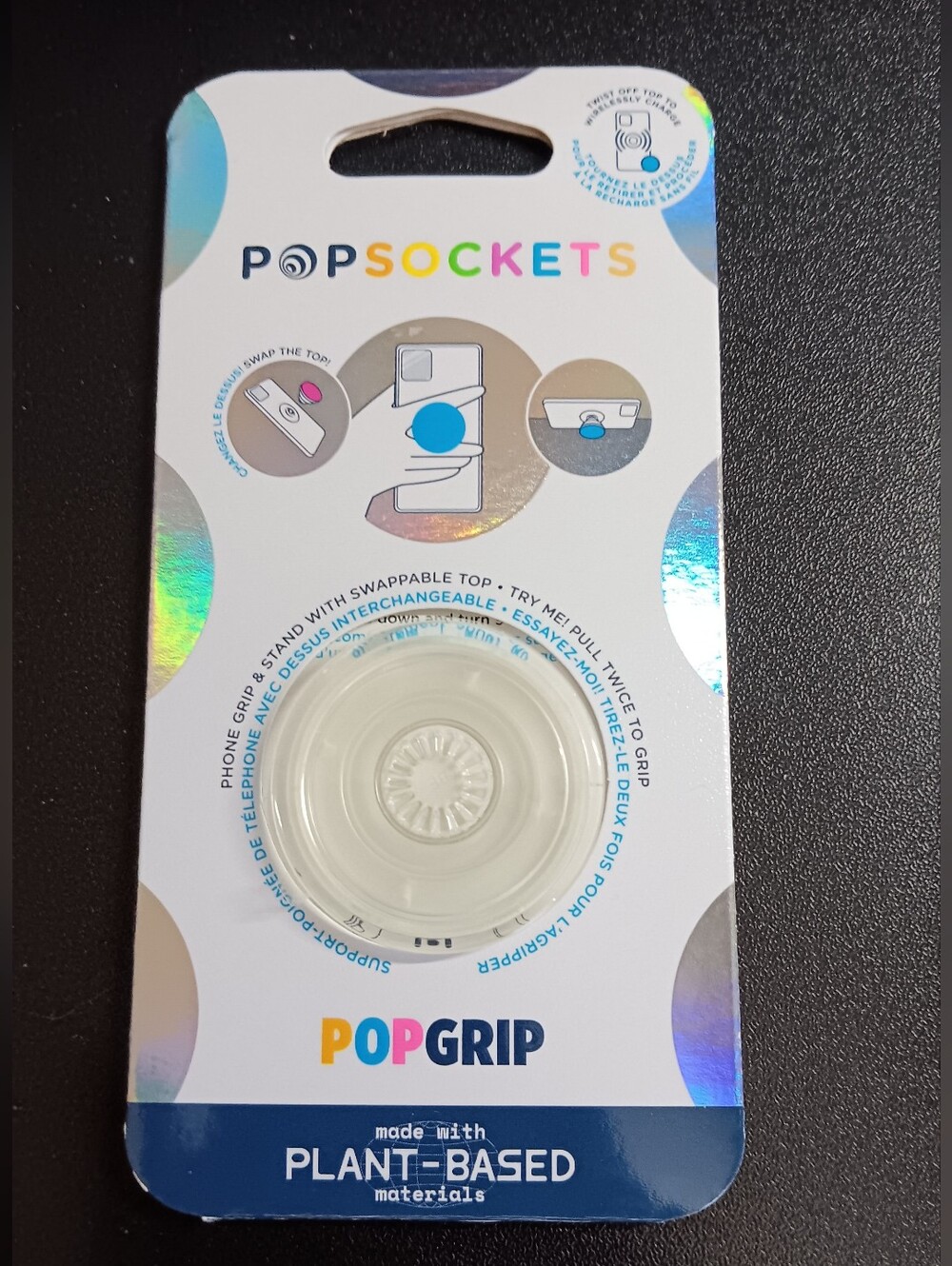 PopSockets PopGrip Clear Swappable Phone Grip (New)